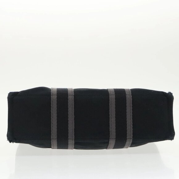 HERMES Fourre Tout PM Hand Bag Canvas Black Silver Auth ti2320 - Picture 7 of 16